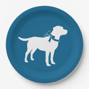 Assiettes En Carton Labrador Chien Baby shower Blue Boy Lab