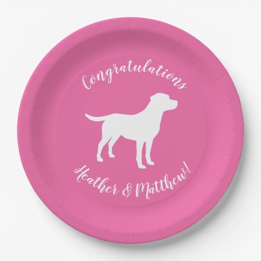 Assiettes En Carton Labrador Chien Baby shower Girl Lab Rose (Devant)