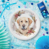 Assiettes En Carton Labrador Christmas Wreath Festive Pup (Fête)