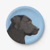 Assiettes En Carton Labrador Retriever Black Peinture Original Chien A (Devant)
