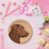 Assiettes En Carton Labrador Retriever (Chocolat) Peinture - Chien Art (Fête)