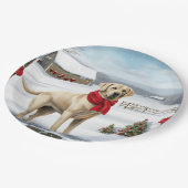 Assiettes En Carton Labrador Retriever Dog in Snow Christmas (Angle)