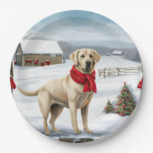 Assiettes En Carton Labrador Retriever Dog in Snow Christmas (Devant)