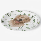 Assiettes En Carton Labrador Retriever Green Boho Baby shower (Angle)