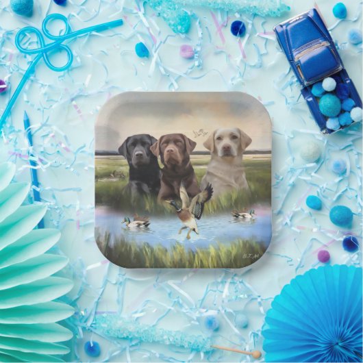 Assiettes En Carton Labrador Retrievers, (Chasse aux chiens) (Fête)