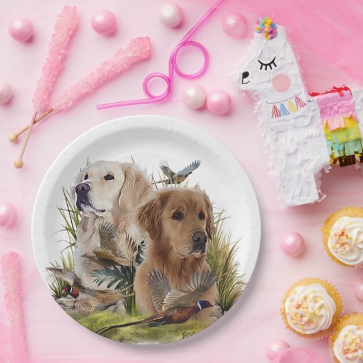 Assiettes En Carton Labrador Retrivers avec faisan, Art (Fête)