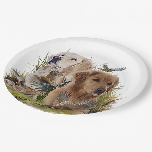 Assiettes En Carton Labrador Retrivers avec faisan, Art (Angle)