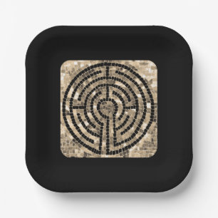 Assiettes En Carton LABYRINTH V 7" Plaques Carrés - Noir