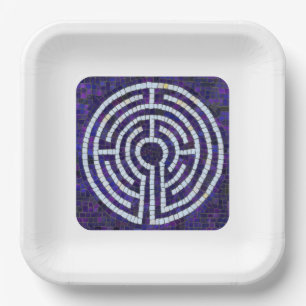 Assiettes En Carton LABYRINTH VIII Plaques papier Carré de 9 po - Blan