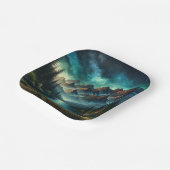 Assiettes En Carton Lac Mountain/cabine sous les étoiles (Angulaire)