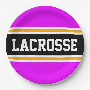 Assiettes En Carton LACROSSE Bright Pink Black Yellow Racing Stripes