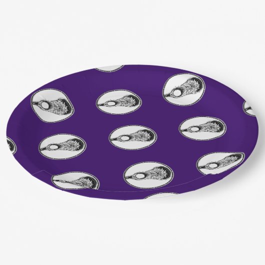 Assiettes En Carton Lacrosse Party Purple (Angle)