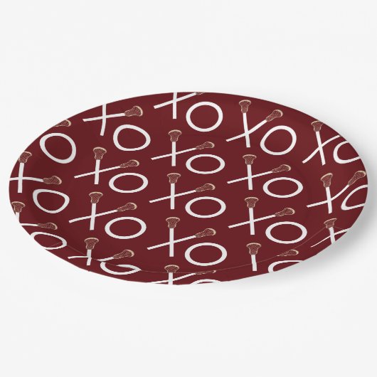 Assiettes En Carton Lacrosse Team Maroon (Angle)