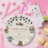 Assiettes En Carton L'adorable Petit Cowboy est en chemin garçon baby  (Fête)