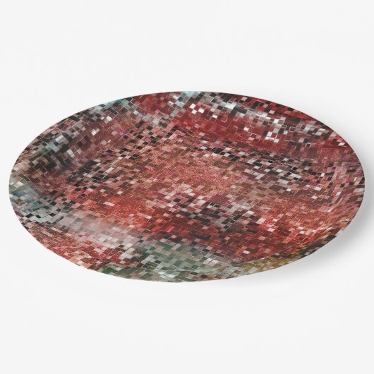 Assiettes En Carton Ladrilho vermelho manchado com tinta spray (Angle)