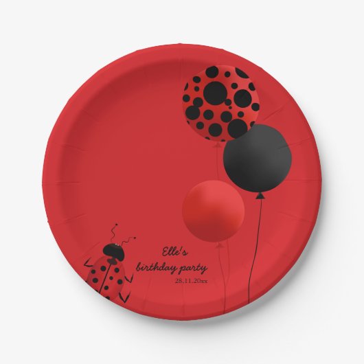 Assiettes En Carton Lady Bird-Bug-Balloons à thème Anniversaire (Devant)