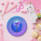 Assiettes En Carton Ladybug bleu étoile jolie parties scintillant look (Fête)