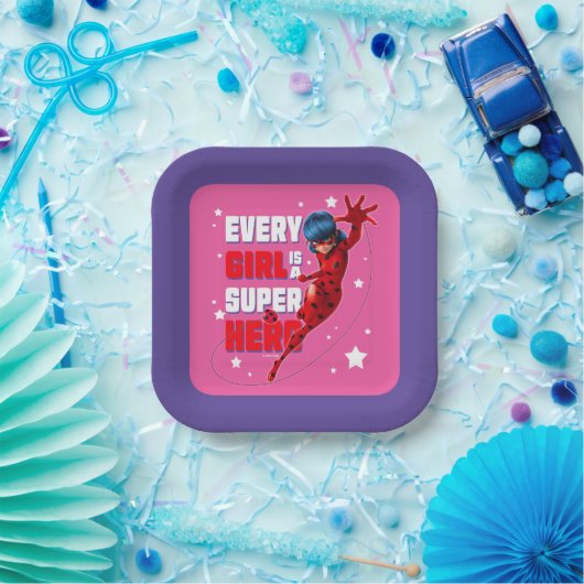 Assiettes En Carton Ladybug Every Girl est un super héros (Fête)