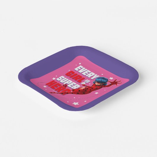 Assiettes En Carton Ladybug Every Girl est un super héros (Angulaire)