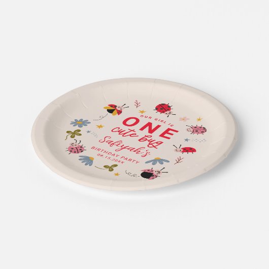 Assiettes En Carton Ladybug fête d'été 1er anniversaire (Angle)