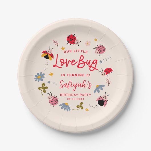 Assiettes En Carton Ladybug Lovebug fête d'été d'anniversaire (Devant)