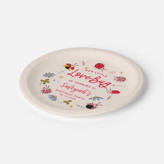 Assiettes En Carton Ladybug Lovebug fête d'été d'anniversaire (Angle)
