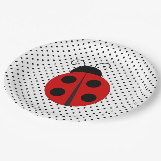 Assiettes En Carton Ladybug sur les plaques de papier Pois (Angle)