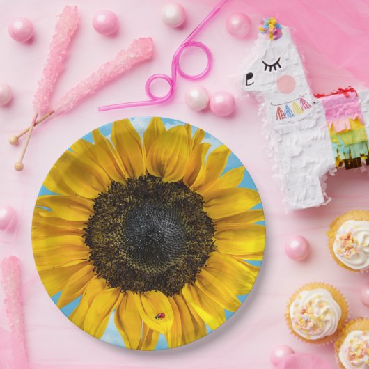 Assiettes En Carton Ladybug Sur Un Tournesol (Fête)