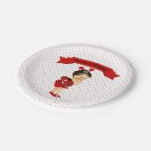 Assiettes En Carton Ladybug thème bébé fille Dots rouges (Angle)