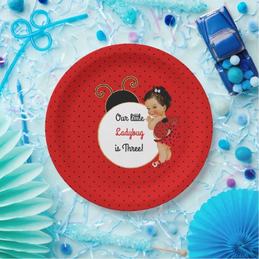 Assiettes En Carton Ladybug thème bébé fille rouge et noire (Fête)