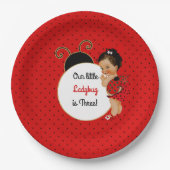 Assiettes En Carton Ladybug thème bébé fille rouge et noire (Devant)