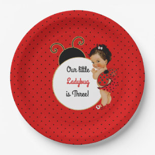 Assiettes En Carton Ladybug thème bébé fille rouge et noire