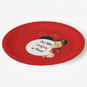 Assiettes En Carton Ladybug thème bébé fille rouge et noire (Angle)