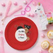 Assiettes En Carton Ladybug thème bébé fille rouge et noire (Fête)