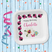 Assiettes En Carton Ladybugs et Fleurs Fête d'anniversaire