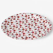 Assiettes En Carton Ladybugs Floral Rouge (Angle)