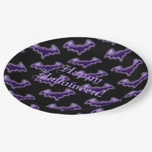 Assiettes En Carton L'aile noire et pourpre de nuit manie la batte les