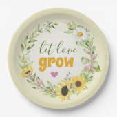 Assiettes En Carton Laisser l'amour grandir Fleur sauvage Fête des mar (Devant)
