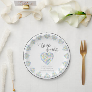 Assiettes En Carton Laisser l'amour pétillant mariage d'aquarelle coeu