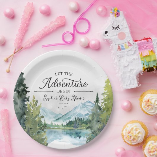 Assiettes En Carton Laisser L'Aventure Commencer Le Baby shower Plaque (Fête)