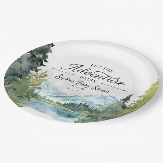 Assiettes En Carton Laisser L'Aventure Commencer Le Baby shower Plaque (Angle)