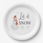 Assiettes En Carton Laisser neiger Fête Snowman (Devant)
