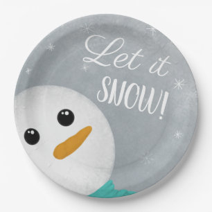 Assiettes En Carton Laisser neiger Snowman