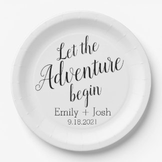 Assiettes En Carton Laissez l'aventure commencer personnalisé napki