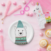 Assiettes En Carton Laissez lui neiger ours blanc (Fête)