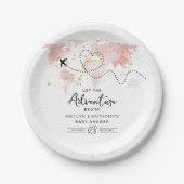 Assiettes En Carton "Laissons Commencer L'Aventure !" Baby shower Cart (Devant)