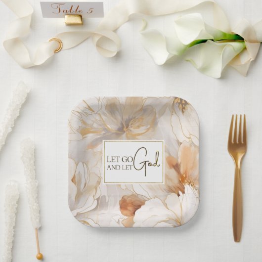 Assiettes En Carton Laissons Dieu Citer l'inspiration chrétienne (Mariage)