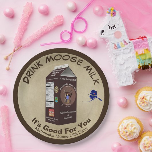 Assiettes En Carton Lait d'orignal Matanuska (Fête)