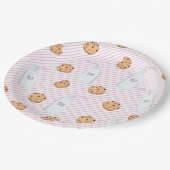Assiettes En Carton Lait et biscuits Bandes roses Anniversaire (Angle)