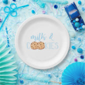 Assiettes En Carton Lait et biscuits bleu fête d'anniversaire (Fête)